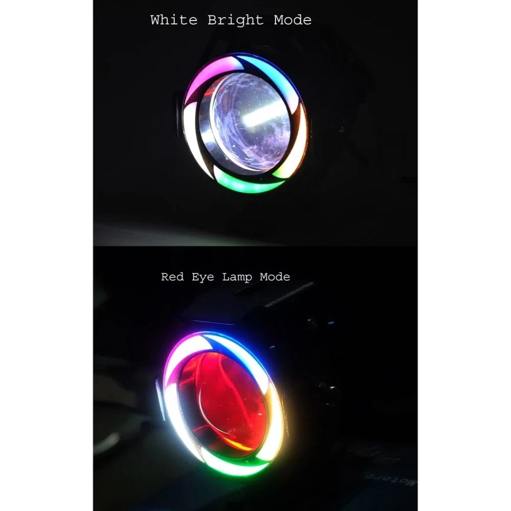 Motorbike Motorcycle U7 Red LED Headlamp Sporty Red Rainbow Color High Brightness LED Head Light Universal Spotlight Driving Fog Light Ready Stock Malaysia