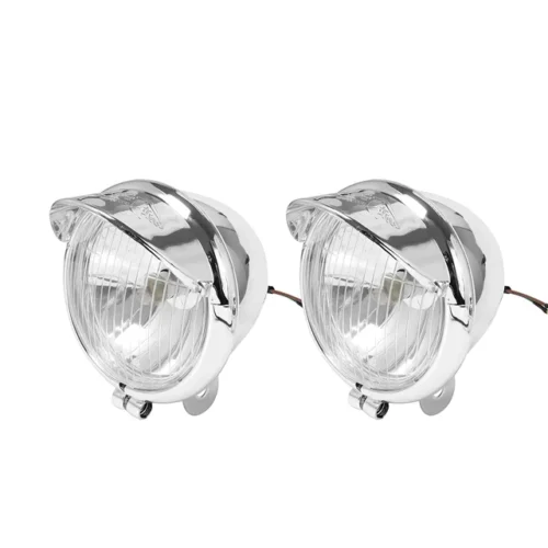 1 Pair Chrome Universal Motorcycle Fog Lights DC12V Auxiliary Headlight Lamps for Harley Touring Sportster XL883 XL1200 72 48 Dyna S Waterproof LED Driving Lights Ready Stock Malaysia