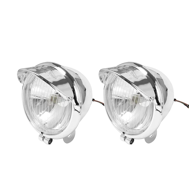 1 Pair Chrome Universal Motorcycle Fog Lights DC12V Auxiliary Headlight Lamps for Harley Touring Sportster XL883 XL1200 72 48 Dyna S Waterproof LED Driving Lights Ready Stock Malaysia
