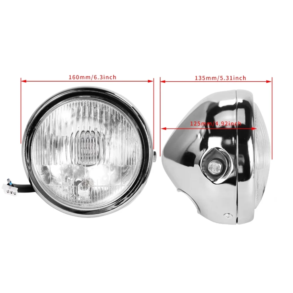 6.5 Inch Universal Cafe Racer Round Motorcycle LED Headlight Head Lamp 6.5” Distance Light High Brightness Retro Style Refit Headlamp Durable Waterproof Ready Stock Malaysia