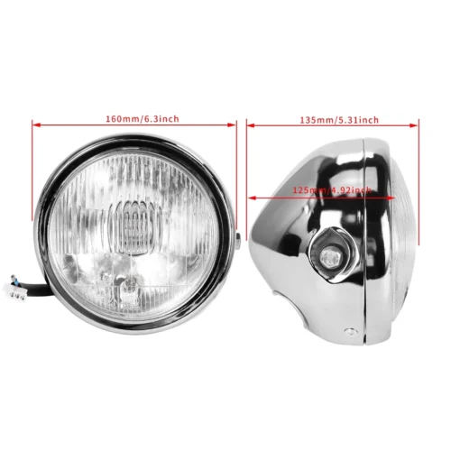6.5 Inch Universal Cafe Racer Round Motorcycle LED Headlight Head Lamp 6.5” Distance Light High Brightness Retro Style Refit Headlamp Durable Waterproof Ready Stock Malaysia