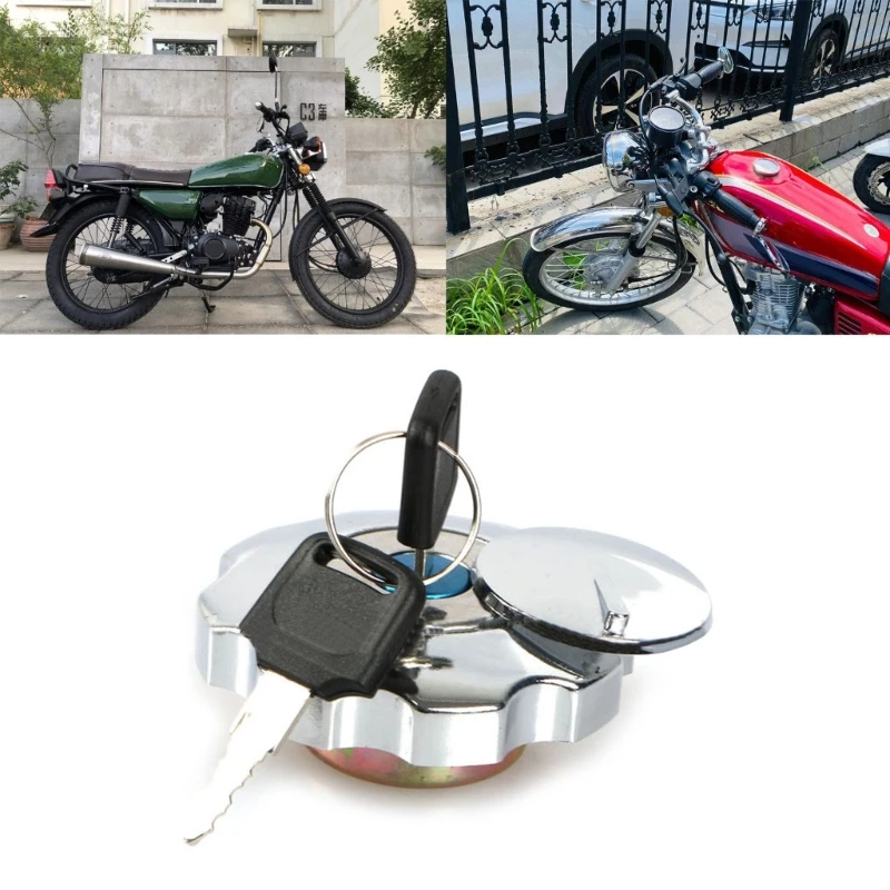 Moon3 Motorcycle Gas Tank Cover Lock Set Fuel Cap CG125 Fuel Tank Cap Lock Replacement Durable Metal Petrol Cover Anti-Theft Gas Tank Lock Ready Stock Malaysia