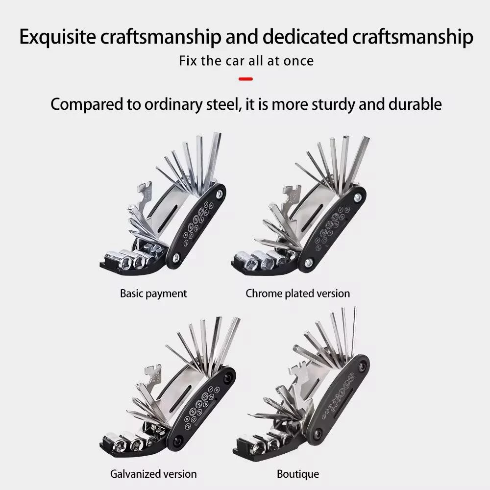 16-in-1 Bicycle Motorcycle Repair Tool Set Folding Multifunction Pocket Tool Kit Allen Key Wrench Screwdriver Portable Emergency Repair Tool Ready Stock Malaysia